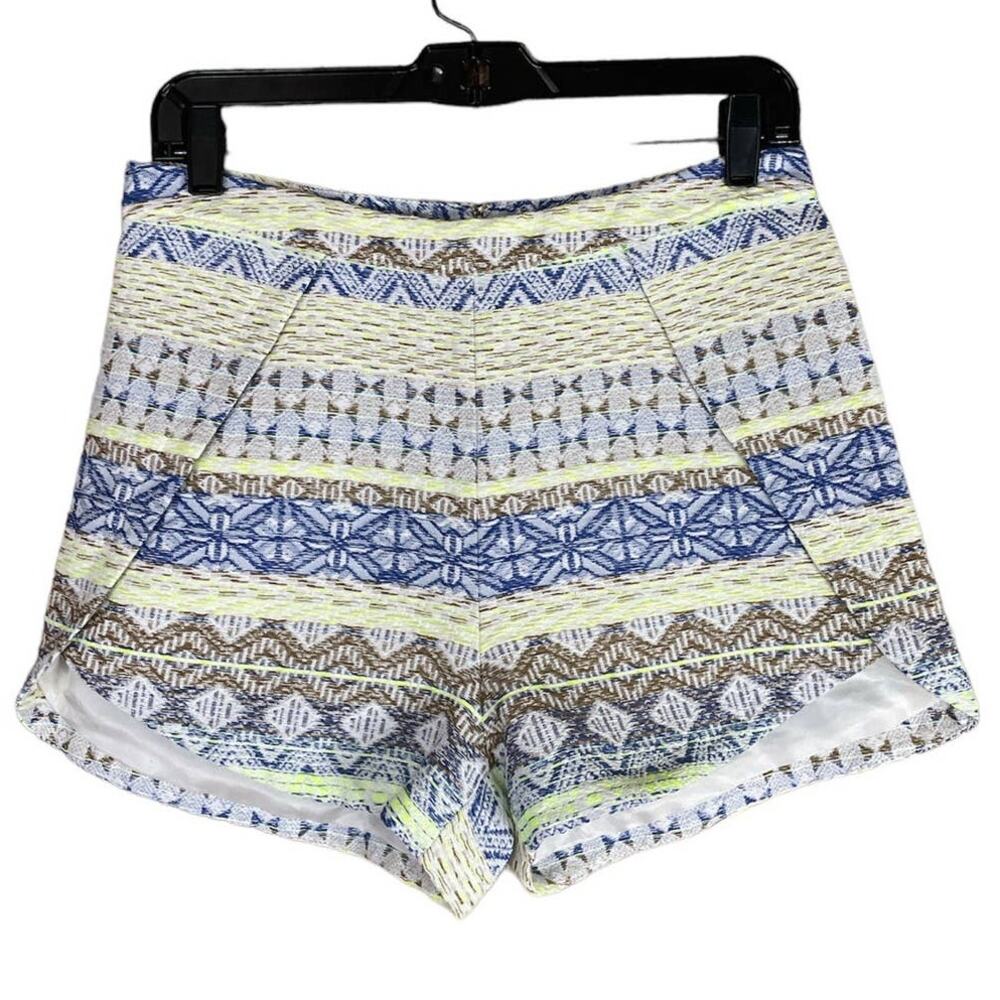 Rory Beca Costa Tweed Striped Shorts Tupac Yellow Blue Size Medium NWT